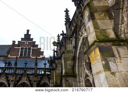 Utrecht, Netherlands - December 15, 2017: University Hall of Utrecht University at Dom Square at Utrecht, Netherlands on December 15, 2017