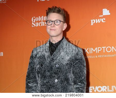 LOS ANGELES - DEC 3:  Tyler Oakley at the 2017 TrevorLIVE Los Angeles at Beverly Hilton Hotel on December 3, 2017 in Beverly Hills, CA