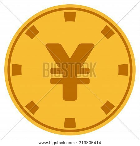 Yuan golden casino chip icon. Vector style is a gold yellow flat gamble token symbol.