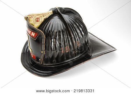Black Aluminum Oakland Fireman Helmet with Leather Front