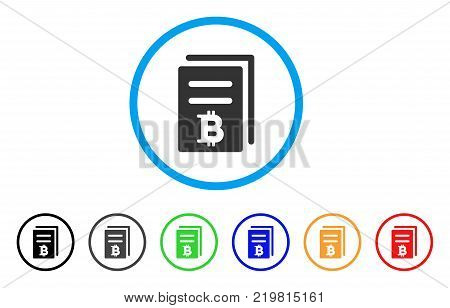 Bitcoin Price Copy rounded icon. Style is a flat gray symbol inside light blue circle with additional colored versions. Bitcoin Price Copy vector designed for web and software interfaces.