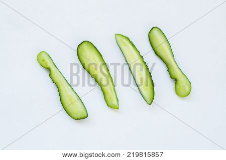 Sliced Cucumber in Stack isolated on white