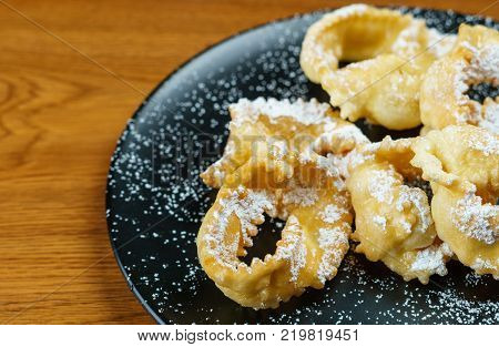 Chiacchere or Angel wings typical Italian pastry used during the carnival
