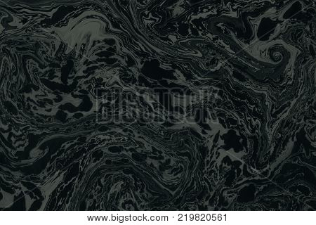 Suminagashi Marble Texture Hand Painted With Black Ink. Digital Paper 1048 Performed In Traditional