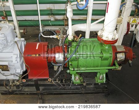 Centrifugal oil pump. Pumping water treatment module. Oil equipment