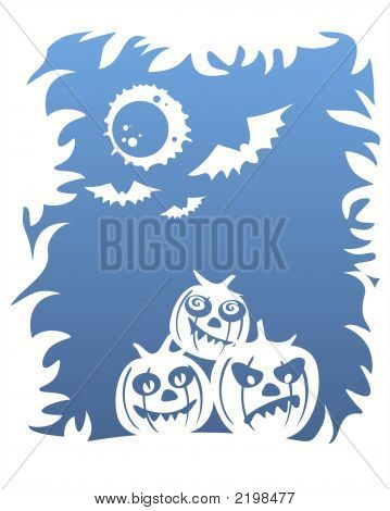 Pumpkins On A Blue Background