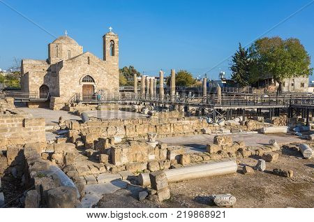 Ruins of the Panagia Chrysopolitissa Basilica in Paphos, Cyprus