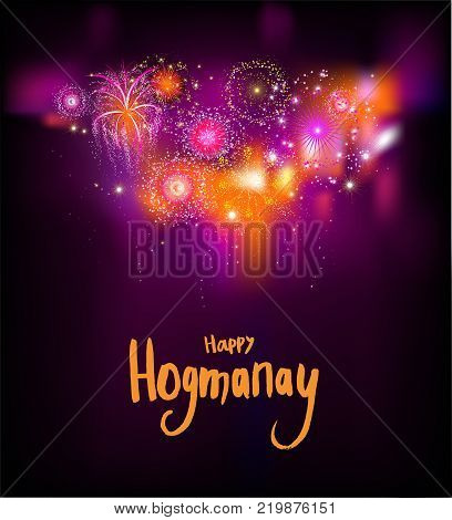 Beautifu festive fireworks background. Scottish new year.
