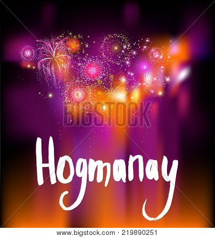 Beautifu festive fireworks background. Scottish new year.