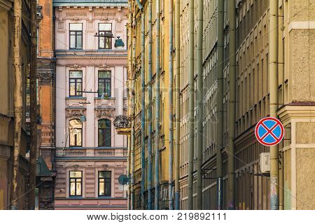 Windows In Row On Facade Of Historic Building