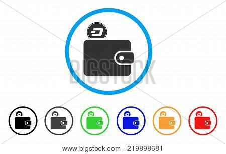 Dash Billfold rounded icon. Style is a flat gray symbol inside light blue circle with bonus colored versions. Dash Billfold vector designed for web and software interfaces.