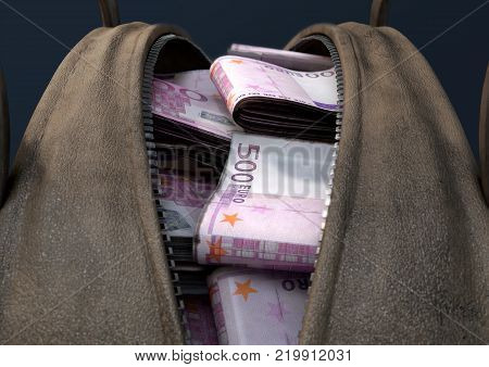 Illicit Cash In A Brown Duffel Bag