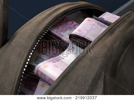 Illicit Cash In A Brown Duffel Bag