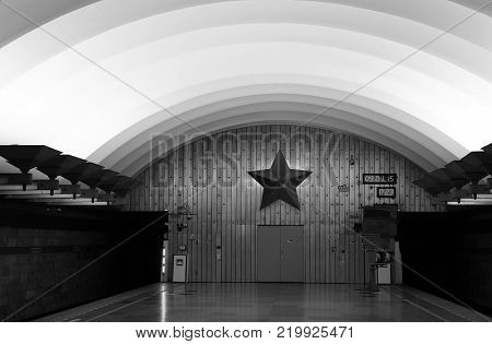 Metro station Ploshchad Muzhestva in St. Petersburg, Russia