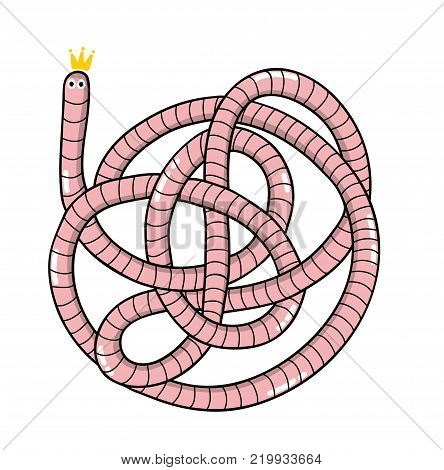 Cartoon illustration of the worm. Cute smal animal in doodle style. Vector hand drawn insect.