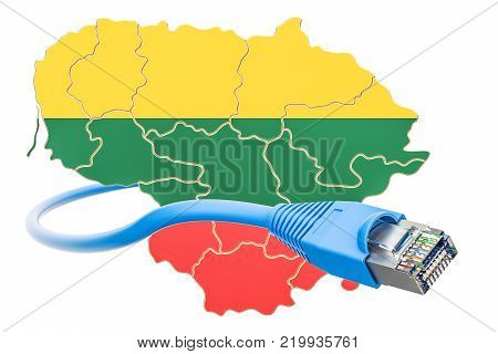 Internet connection in Lithuania concept. 3D rendering isolated on white background