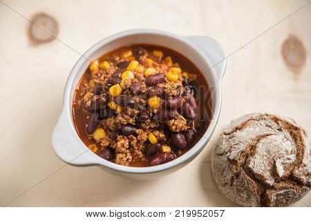 home made chili con carne in a bowl