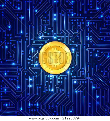 Mining Database System Design, Make Crypto Currency, Bitcoin, Virtual Money - Illustration Vector