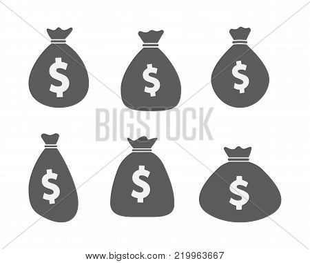 Moneybag icon set. Collection of money pouch iscons