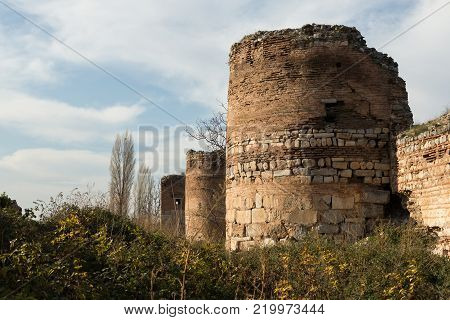 section of the ancient Roman walls surrounding the historic city of Nicea (now Iznik), Turkey