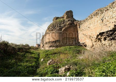 section of the ancient Roman walls surrounding the historic city of Nicea (now Iznik), Turkey