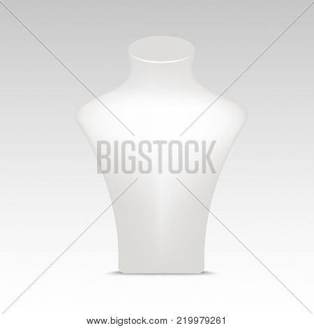 White necklace mannequin stand for jewelry. Vector close up  .