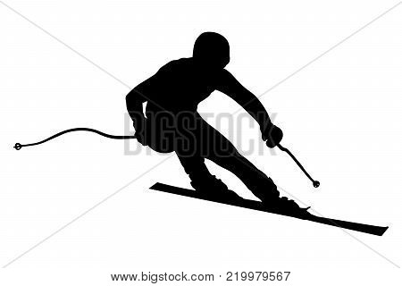 skier athlete downhill alpine skiing vector illustration