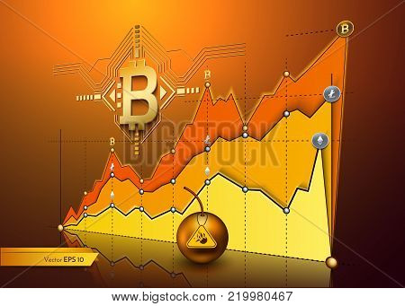 Digital vector bitcoin cryptocurrency chart diagram graphic payments money transfer