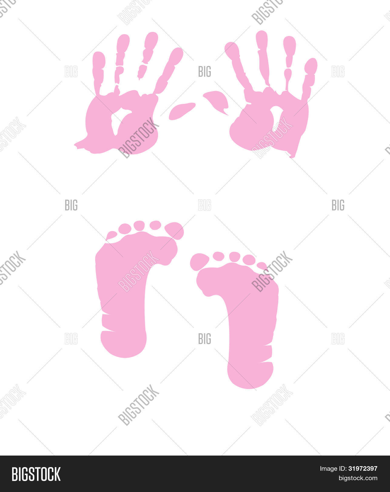Baby Girl Handprint Vector & Photo (Free Trial) | Bigstock