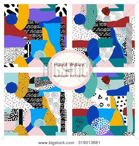 Avant-garde Modern Cover Design Set. . Seamless In The Style Of The Avant-garde Bright Vibrant Color