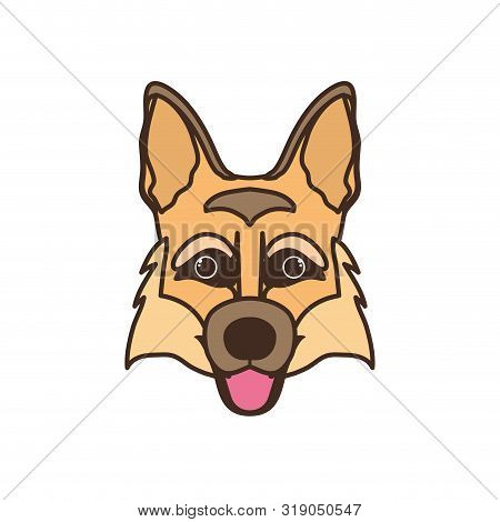 Head Of Cute Pastor Aleman Dog On White Background Vector Illustration Design