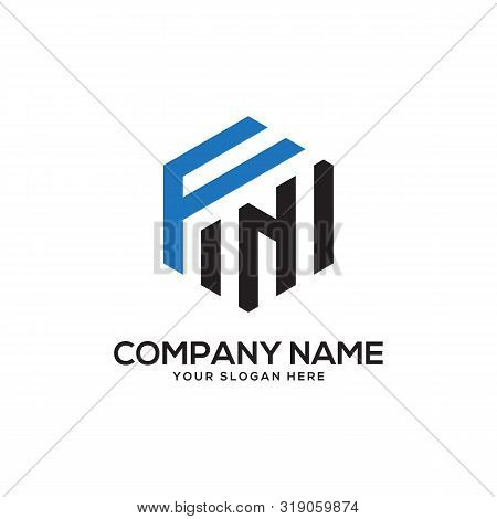 Fn Initial Letter Logo Inspiration, F And N Combination Logo Vector With Hexagonal Idea