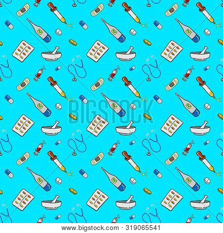 Pattern Seamless Background Set Of Medical Device.