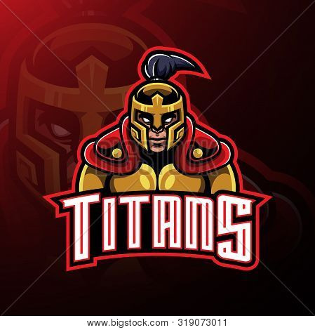Titans Warrior Mascot Logo Design With Text