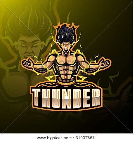Thunder Sport Mascot Logo Design With Text