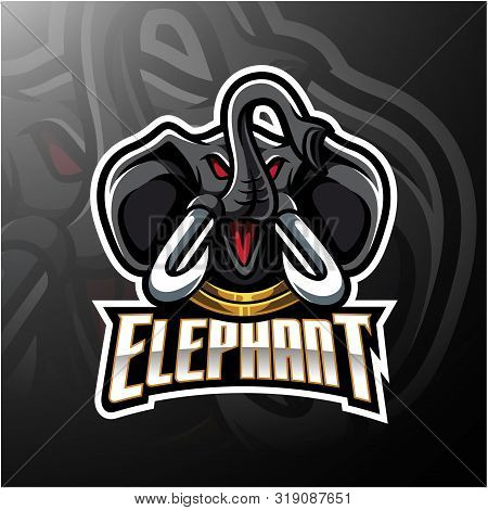 Elephant Head Mascot Logo Design With Text
