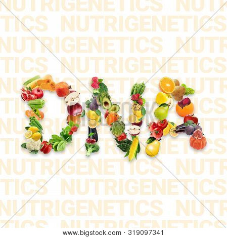 Nutrition Genetics Nutrigenomics Concept Dna Made Of Fresh Veggies And Fruits