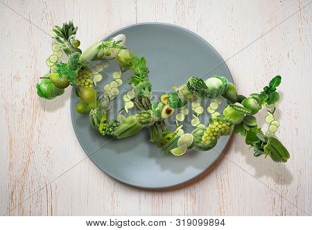 Nutrition Genetics Nutrigenomics Concept Dna Made Of Fresh Veggies And Fruits