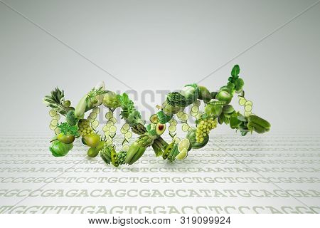 Nutrition Genetics Nutrigenomics Concept Dna Made Of Fresh Veggies And Fruits