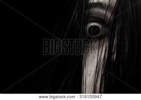 Close Up Of Scary Ghost Woman Eye