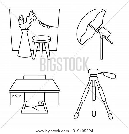 Vector Design Of Photography And Equipment Sign. Set Of Photography And Accessories Vector Icon For 
