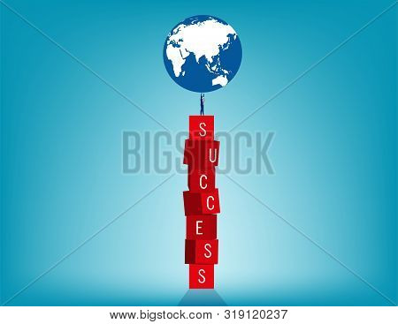 The Success Businessman. Concept Business Vector Illustration. Flat Character, Cartoon Style Design.
