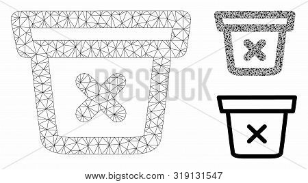 Mesh Remove Data Model With Triangle Mosaic Icon. Wire Frame Triangular Mesh Of Remove Data. Vector 