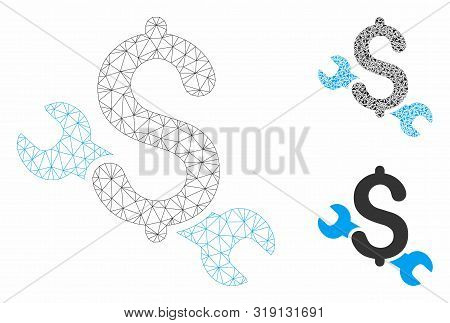 Mesh Repair Price Model With Triangle Mosaic Icon. Wire Frame Polygonal Mesh Of Repair Price. Vector