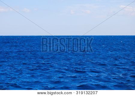 Blue Sea Water Ladscape. Wavy Nature Background