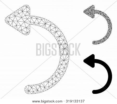 Mesh Rotate Ccw Model With Triangle Mosaic Icon. Wire Carcass Triangular Mesh Of Rotate Ccw. Vector 