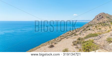 Battery Castillitos, Spain - April 13, 2019 Abandoned Military Constructions Located In The Hills Ne