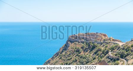 Battery Castillitos, Spain - April 13, 2019 Abandoned Military Constructions Located In The Hills Ne