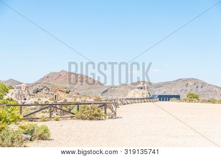 Battery Castillitos, Spain - April 13, 2019 Abandoned Military Constructions Located In The Hills Ne