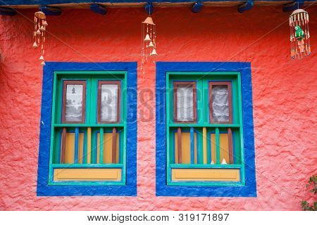 The Beautiful Decorated Windows At The Touristic Place Called Pueblito Boyacense Located In Duitama